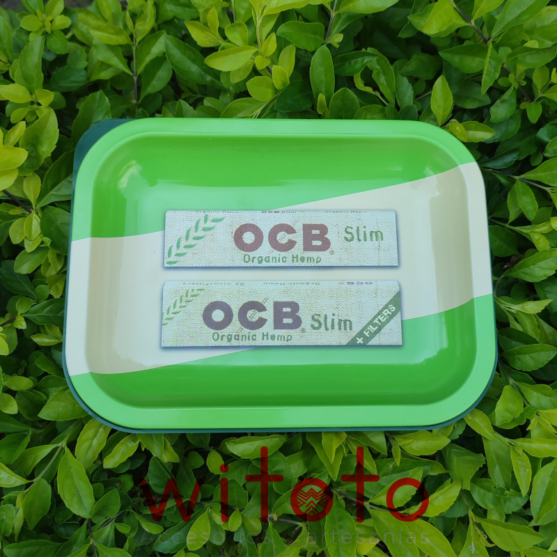 BANDEJA METALICA OCB CON TAPA 18.5 X 14CM MOTIVO 9